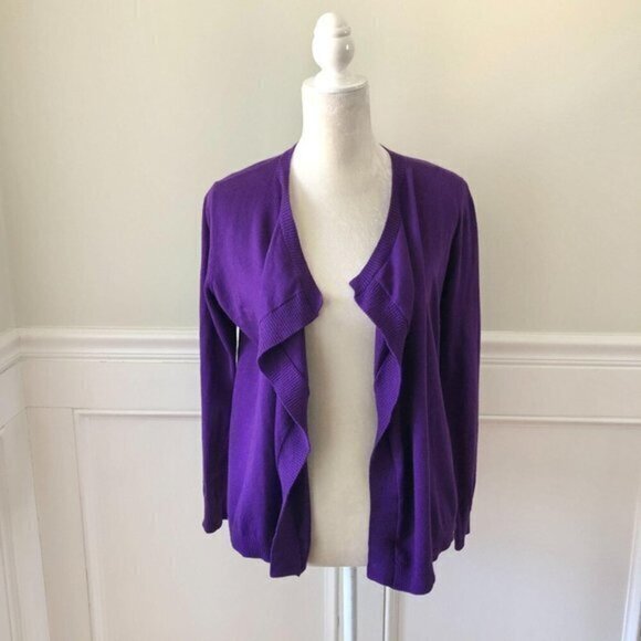 Ann Taylor Sweaters - Ann Taylor Petite Purple Open Cardigan SP
